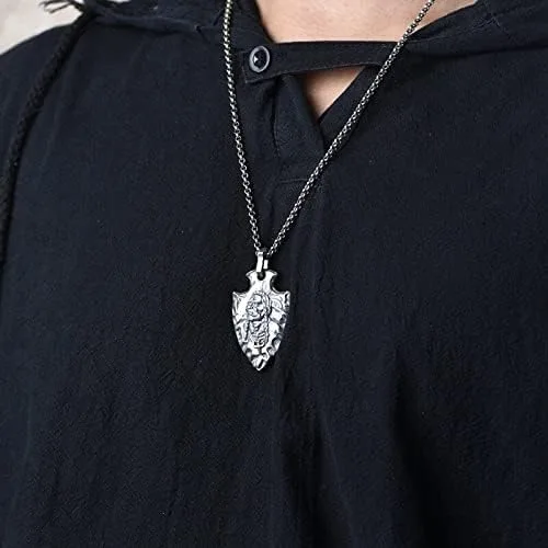 Miniatura 5 de Collar con dije de plata pura 999 Escudo de águila nativa americana Colgante de jefe indio para hombre Joyería para hombre, Plata esterlina, Sin