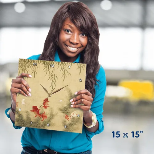 Miniatura 4 de 3dRose Reloj de pared silencioso - 15 pulgadas - Imagen de tapiz de oro chino con pez Koi - Arte de lentes por Florene - Tapices del mundo