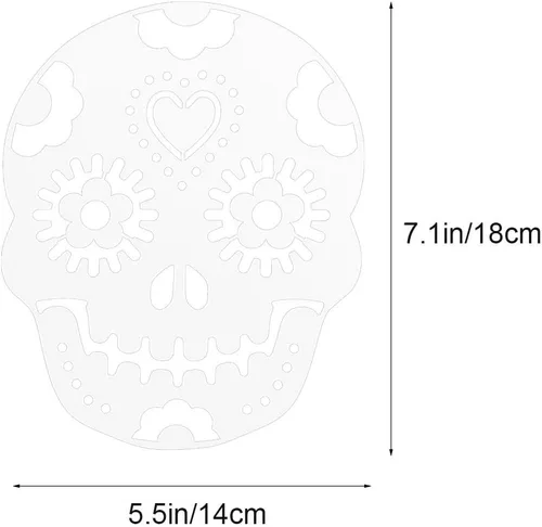 Miniatura 7 de 8 plantillas de pintura de calavera para Halloween, plantillas de pintura de plástico para niños, papel, vidrio, madera, paredes