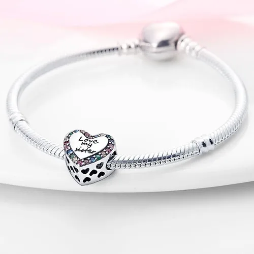 Miniatura 3 de Abalorio de plata de ley 925 para pulseras y collares Pandora para mujer, circonitas cúbicas 5A, cuentas de joyería