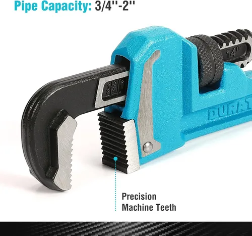 Miniatura 3 de DURATECH Llave de tubo de 14 pulgadas resistente, ajustable, para fontanería, con mango de hierro fundido maleable, supera el estándar GGG