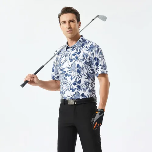 Miniatura 3 de Camisas de golf para hombre Dry Fit Performance Print manga corta que absorbe la humedad