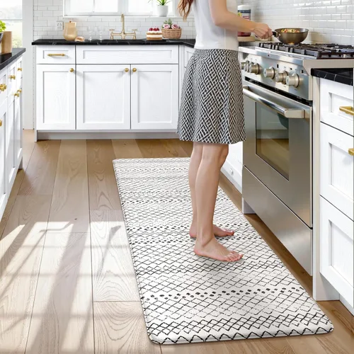 Miniatura 81 de KIMODE - Juego de 2 tapetes de cocina bohemios, antifatiga, antideslizantes, impermeables, ergonómicos, acolchados, cómodos, para lavandería, Caqui