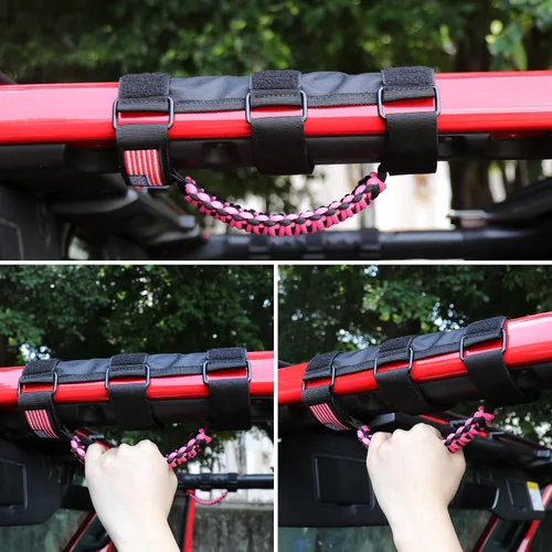 Miniatura 6 de sukemichi Asas de agarre para barra de agarre para Jeep Wrangler Accesorios TJ JK JL Gladiator JT UTV ATV – Hebilla de metal mejorada, rosa, paquete