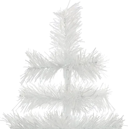 Miniatura 8 de Árbol de Navidad de mesa pequeño de 18 pulgadas, ramas de plumas de oropel artificial clásico para interiores y exteriores, soporte de base de Blanco