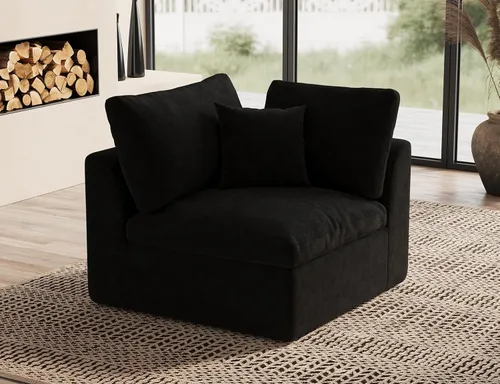 Miniatura 52 de ohllob Sofás seccionales Cloud de 110 pulgadas para sala de estar, sofá deshuesado en forma de L con otomana, sofá modular de 3 plazas, color negro