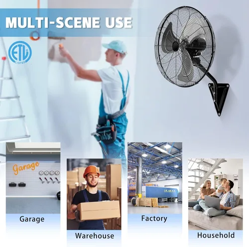 Miniatura 6 de Ventilador de pared de 20 pulgadas, ventilador de pared resistente de 7100 CFM con 3 velocidades e inclinación ajustable, ventiladores oscilantes