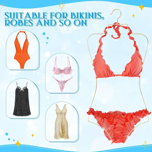 Miniatura 4 de Taiyin Colgador de bikini con forma de cuerpo Perchas de lencería de alambre para pantalla traje de baño traje de baño vestido deslizante Dorado