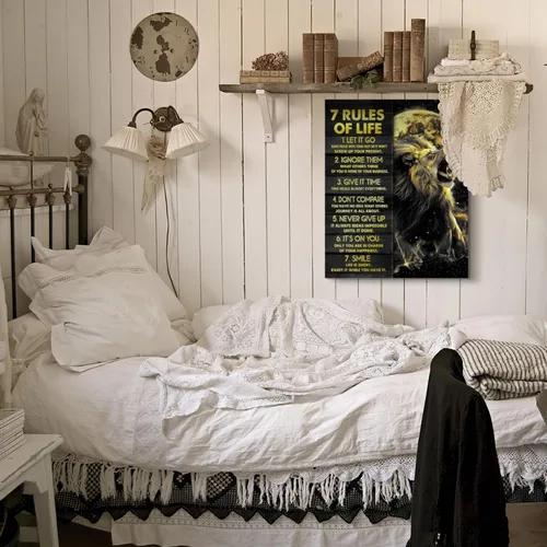 Miniatura 4 de Arte de pared motivacional de 7 reglas de la vida para el aula, impresiones inspiradoras, cuadros de león, lienzo para decoración de pared, citas