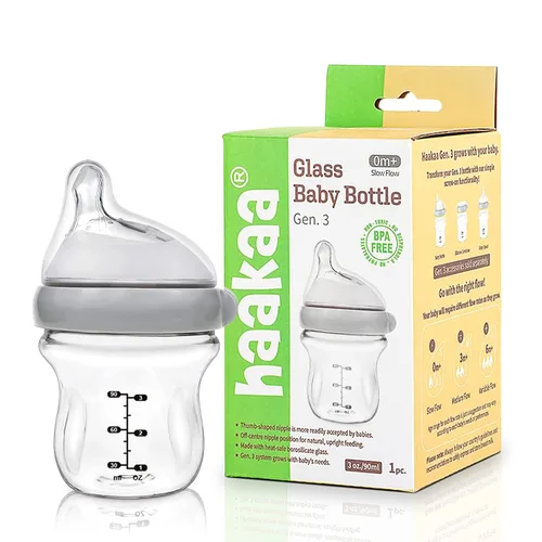 Miniatura 7 de Haakaa Generation 3 - Biberón de vidrio de 4 oz/4.1 fl oz, paquete de 1 (gris)