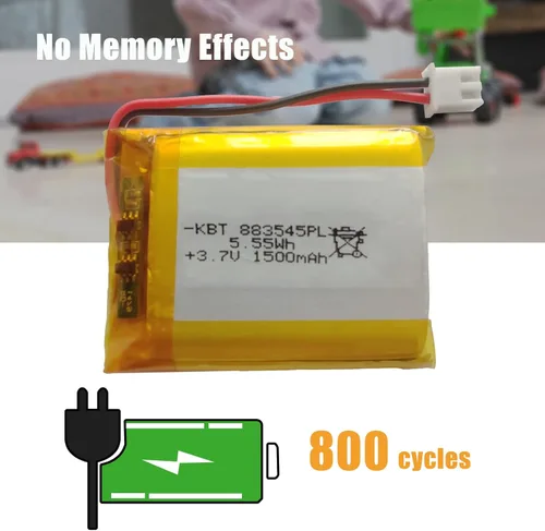 Miniatura 4 de KBT 3.7V 1500mAh Batería de Polímero de Litio: 883545 Baterías Lipo Recargables de Iones de Litio con Conector JST para Placa de Desarrollo Arduino