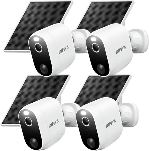 INFIYA Cámaras de Seguridad Inalámbricas para Exteriores - Con Energía Solar y Batería 2K 2.4G Cámaras para Seguridad del Hogar, Alerta Instantánea,