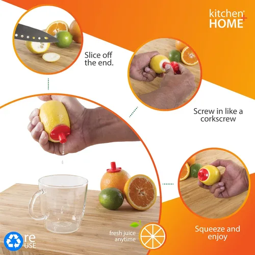 Miniatura 4 de Kitchen + Home Citrus Tap - Exprimidor portátil de limón y lima, boquilla de cítricos naranja y descorazonador de jalapeño, paquete de 3