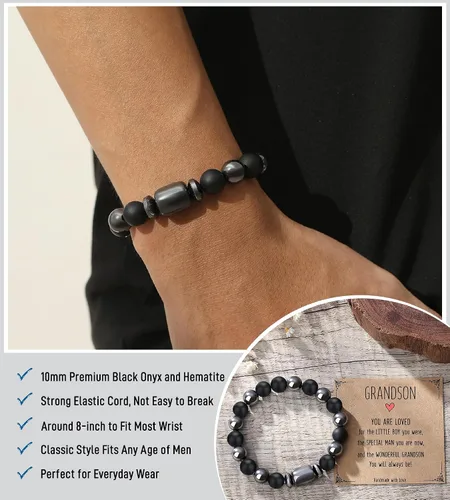 Miniatura 5 de Pulseras hechas a mano para hombres, regalos geniales para él, novio, marido, papá, hijo, abuelo, nieto, hermano, relleno de calcetines de Navidad
