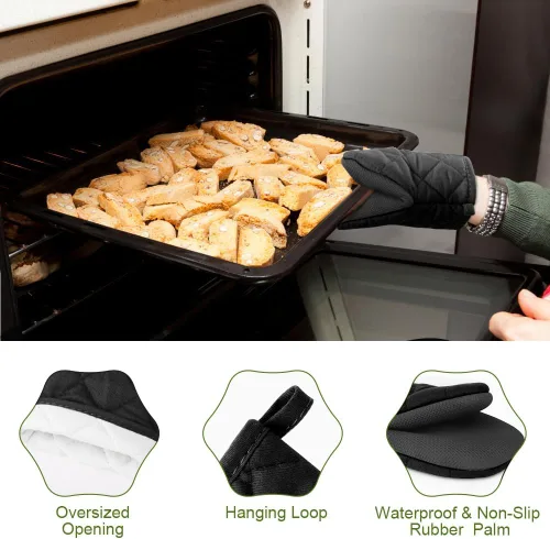 Miniatura 3 de AUAUY Mini manoplas para horno, 2 manoplas de horno pequeñas de 428.0 °F/428°F resistentes al calor con superficie antideslizante y guantes de lazo