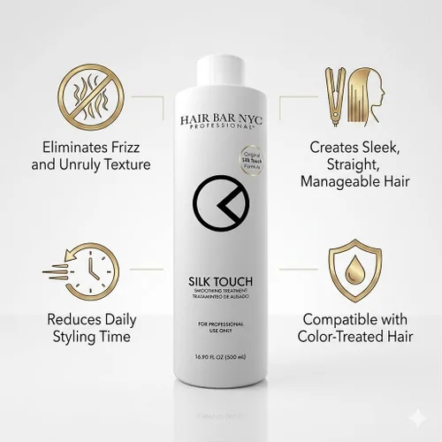Miniatura 5 de Hair Bar NYC Silk Touch - Tratamiento de queratina de 4.06 fl oz (4.1 fl oz) Tratamiento avanzado de reparación y alisado del cabello Nutrición