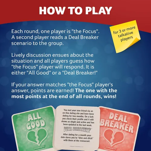 Miniatura 5 de Zobmondo!! Juego de cartas de citas para adultos Deal Breaker para adultos, Juegos para adultos para noche de juegos y noche de cita