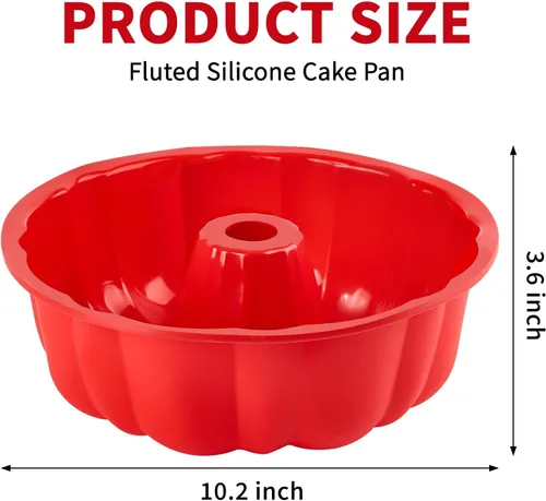 Miniatura 2 de Puyeipt Molde de silicona estriado para pasteles de 10 pulgadas, paquete de 2 moldes de silicona antiadherentes para hornear, pan, brownie, gelatina