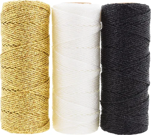 Miniatura 9 de Mandala Crafts Cuerda negra para envolver regalos – 55 yardas de 0.039 in delgada metálica para panaderos para manualidades, embalaje, recuerdos