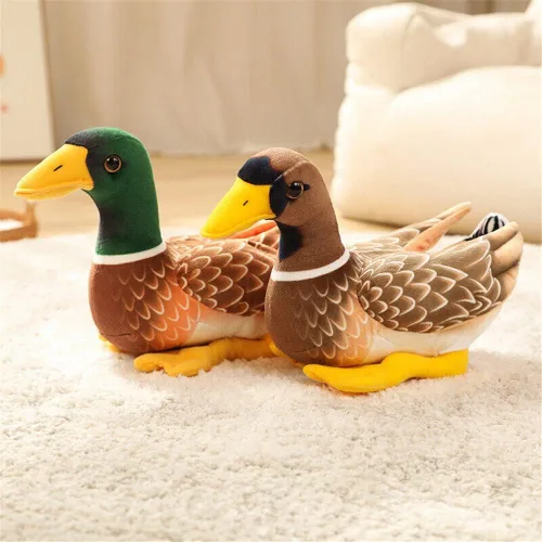 Miniatura 4 de JIANEEXSQ Regalo realista del animal de peluche del pato de la mazardo para los niños (marrón)