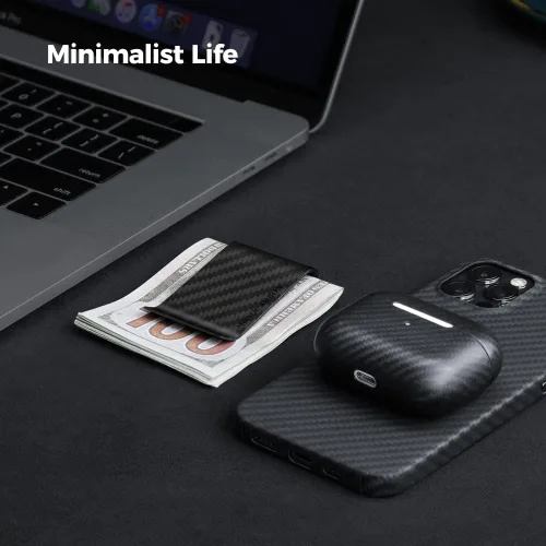 Miniatura 11 de CL CARBONLIFE Billetera de fibra de carbono con clip para dinero en efectivo y tarjeta de crédito, clip minimalista súper delgado y ligero