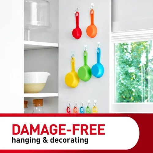 Miniatura 7 de Command Ganchos pequeños de alambre transparente, 40 ganchos de pared y 48 tiras, para colgar sin daños con adhesivo, ideal para colgar