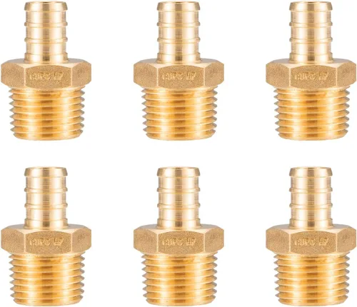 Miniatura 17 de (5 unidades) Adaptador de rosca NPT hembra de 3/4 pulgadas PEX x 3/4 pulgadas F1807, conector de engarce de latón LF para tubería PEX-b