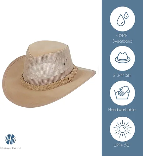 Miniatura 3 de Dorfman Pacific Co. sombrero absorbente con lados de malla para hombre, LXL, Natural