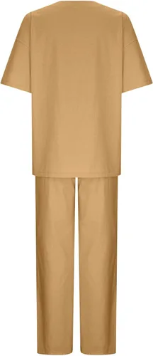 Miniatura 11 de Conjuntos de verano de 2 piezas para mujer, conjuntos elegantes y casuales de color liso, para verano, otoño, cuello redondo, tops y pantalones