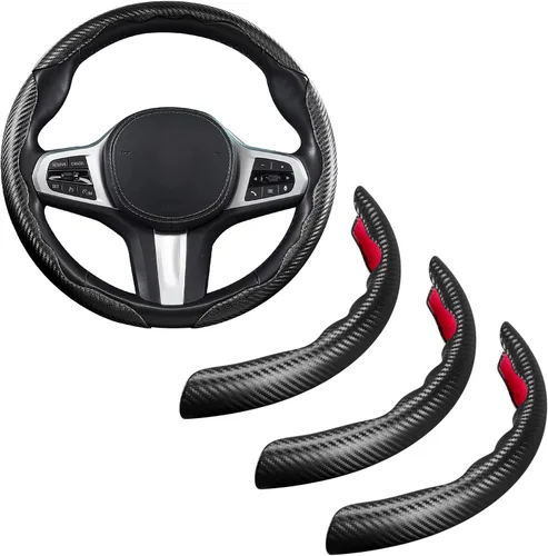 Cubierta del volante de fibra de carbono Accesorios de la cubierta del volante del coche 14.5-15 pulgadas universal (negro)