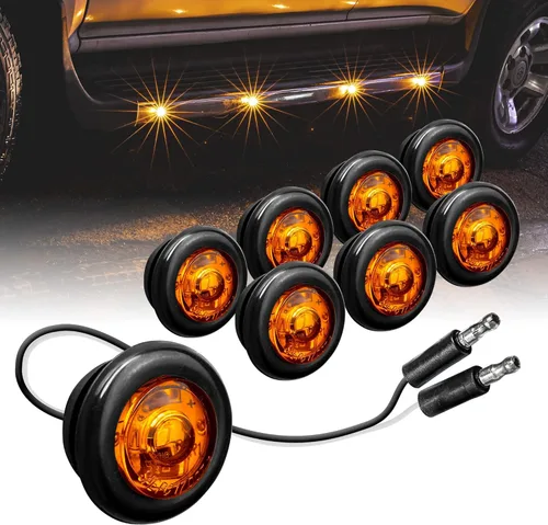 Miniatura 9 de TRUE MODS - 10 luces de marcador LED redondas de 3/4 pulgadas para remolque ámbar de 12 V [3 cables/DRL y señal de giro] [DOT FMVSS 108] [SAE P2PC]