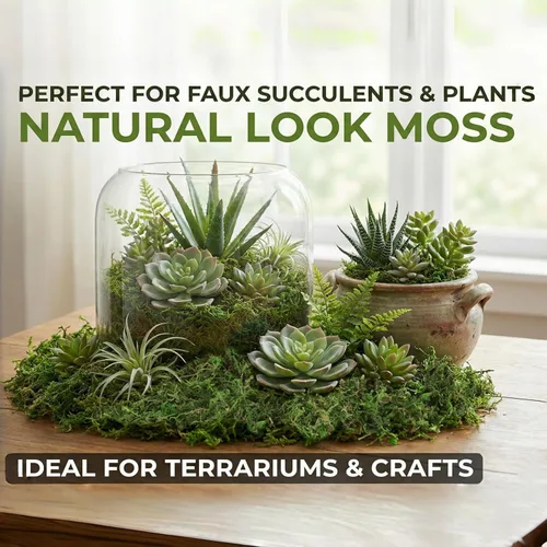 Miniatura 9 de BYHER Musgo falso de 4 onzas, musgo para manualidades y plantas de interior, césped verde artificial realista para jardín de hadas, proyectos