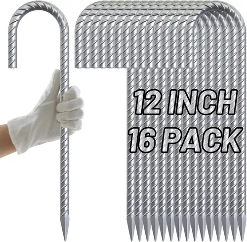 Miniatura 21 de AAGUT Juego de 8 estacas para trampolín de 16 pulgadas, kit de anclaje de amarre para trampolín de 3/8 pulgadas, resistente al viento, accesorios