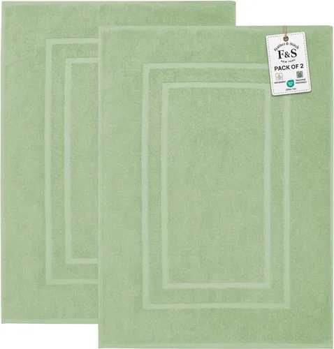 Miniatura 9 de Feather & Stitch - 2 tapetes de baño tipo toalla (30 x 21 pulgadas), tapetes de baño de rizo 100% algodón, tapetes para el suelo de la ducha