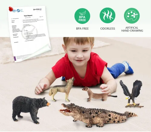 Miniatura 2 de Volnau Figuras de animales de safari, 7 unidades, figuras de América del Norte, paquete de zoológico para niños pequeños, decoración de Navidad