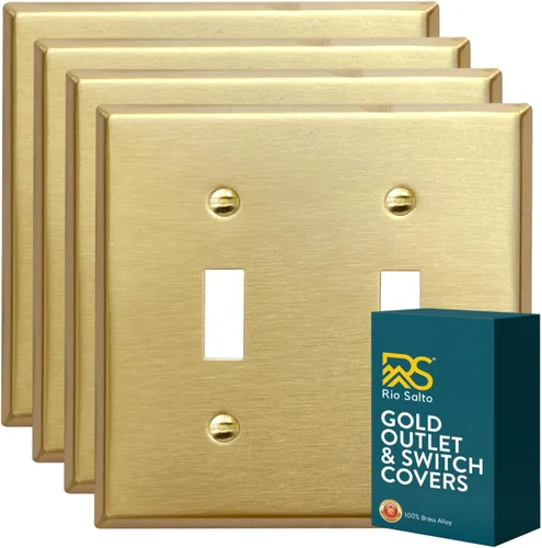 Miniatura 34 de Rio Salto Colección Signature BRAS Signature Colección de tamaño mediano de metal dorado con interruptores de palanca doble para luz de pared
