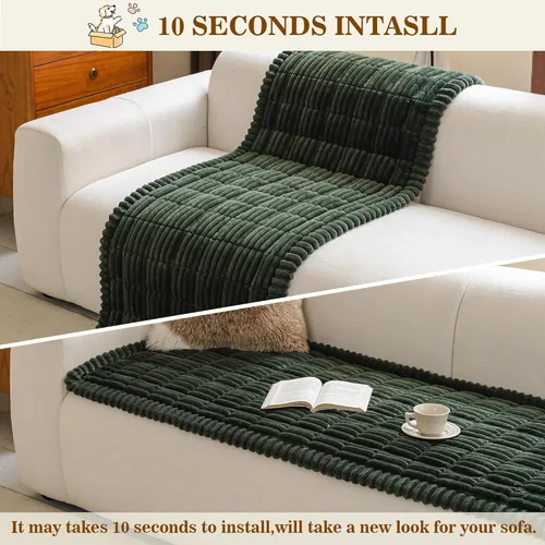 Miniatura 8 de MYSKY HOME Fundas para sofá de 3 cojines, aptas para mascotas, fundas de sofá lavables para mascotas, fundas protectoras de muebles, fundas Verde