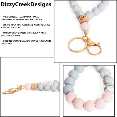 Miniatura 8 de Dizzy Creek Designs Llavero de silicona para mujer, llavero único y elegante con cuentas