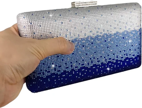 Miniatura 7 de Boutique De FGG Elegantes bolsos de noche de cristal para mujer, caja de fiesta formal, embrague, boda, diamantes de imitación, bolso de novia