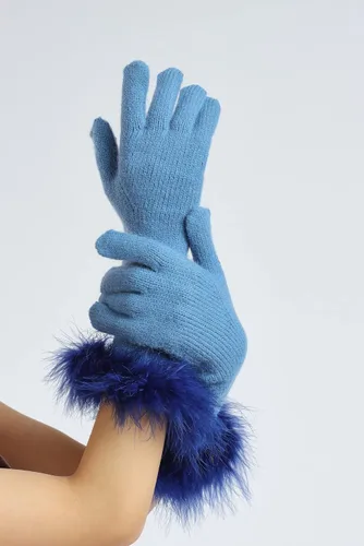 Miniatura 83 de Sahabowi Guantes de cuero para clima frío Manopla de lana cálida de invierno para mujeres
