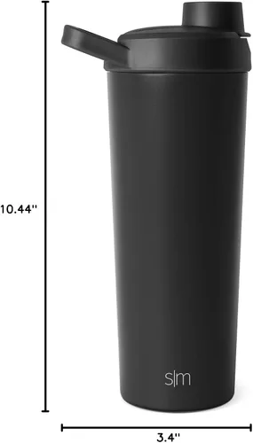 Miniatura 8 de Simple Modern - Botella agitadora de acero inoxidable con bola de 24 onzas Taza metálica aislada para mezclas de proteínas, batidos y Negro