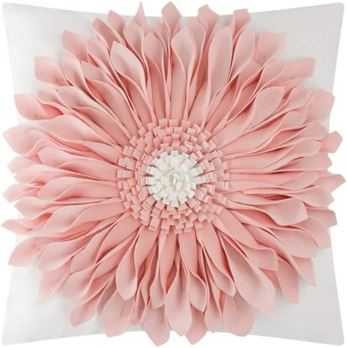 Miniatura 10 de OiseauVoler - Funda de cojín decorativa, hecha a mano, con girasol 3D, para sala de estar, hogar, cama, decoración de 18x18 pulgadas Azul-azul