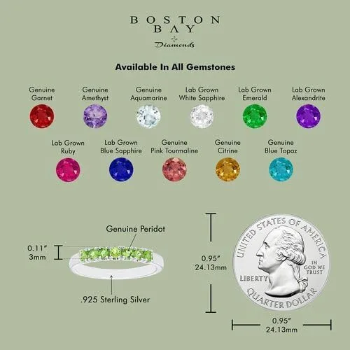 Miniatura 3 de Boston Bay Diamonds Rhodium Plated 925 Sterling Silver 7-Stone Birthstone Gemstone Stacking Anniversary Ring