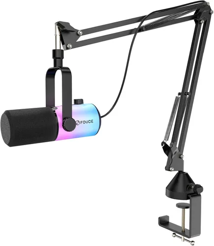 Miniatura 10 de FDUCE - Kit de micrófono de juego USB/XLR, micrófono dinámico para PC con RGB para podcasting y transmisión, kit de micrófono de computadora RGB