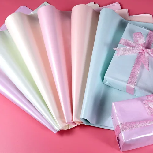 Miniatura 4 de KINBOM 90 hojas de papel de seda de 19.7 x 13.8 pulgadas, 6 papel de seda de color metálico, perlado brillante, envoltura a granel para vacaciones
