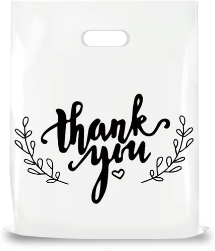 Miniatura 11 de LazyMe Bolsas de mercancía de agradecimiento, bolsas de plástico con asas troqueladas para compras al por menor, boutique y golosinas, 12 x 15