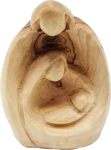 Miniatura 4 de Zuluf HOF027 - Figura de madera de olivo de 3.1 pulgadas, pequeña Natividad tallada a mano de José, Virgen María y Niño Jesús, inauguración de casa