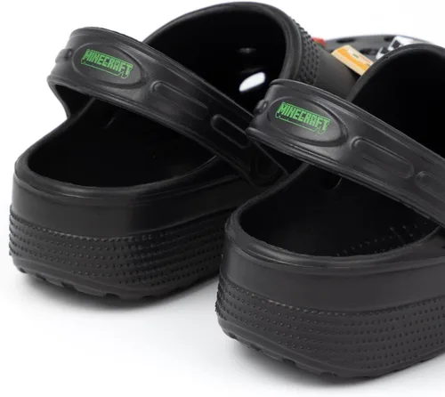 Miniatura 4 de Minecraft Zuecos clásicos para niños Deslizadores negros ventilados con correa de apoyo Juego Creeper TNT Weapons Charms Sliders