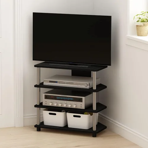 Miniatura 2 de Furinno Turn-N-Tube Centro de Entretenimiento Pequeño de 4 Niveles de Montaje Fácil / Soporte para TV / Unidad para TV / Escritorio para TV, Acero