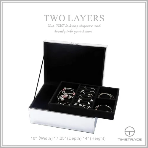 Miniatura 6 de Joyero grande de cristal con diamantes de imitación organizador de joyas caja decorativa para mujeres y niñas regalo lujoso